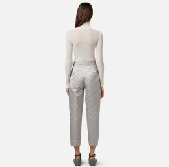 Elisabetta Franchi Pantalone Dritto In Raso Jacquard Con Pinces^ Pantaloni E Shorts
