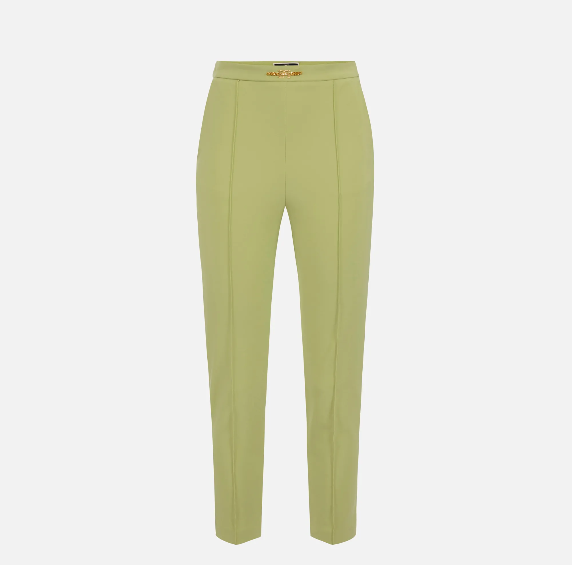 Elisabetta Franchi Pantalone Dritto In Tessuto Tecnico Bielastico Con Morsetto^ Pantaloni E Shorts