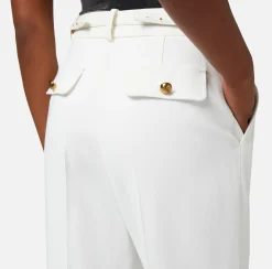 Elisabetta Franchi Pantalone Dritto In Viscosa Con Cintura^ Pantaloni E Shorts