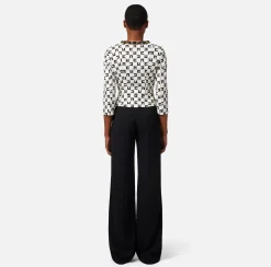 Elisabetta Franchi Pantalone Palazzo In Crepe Fluido Con Cintura^ Pantaloni E Shorts