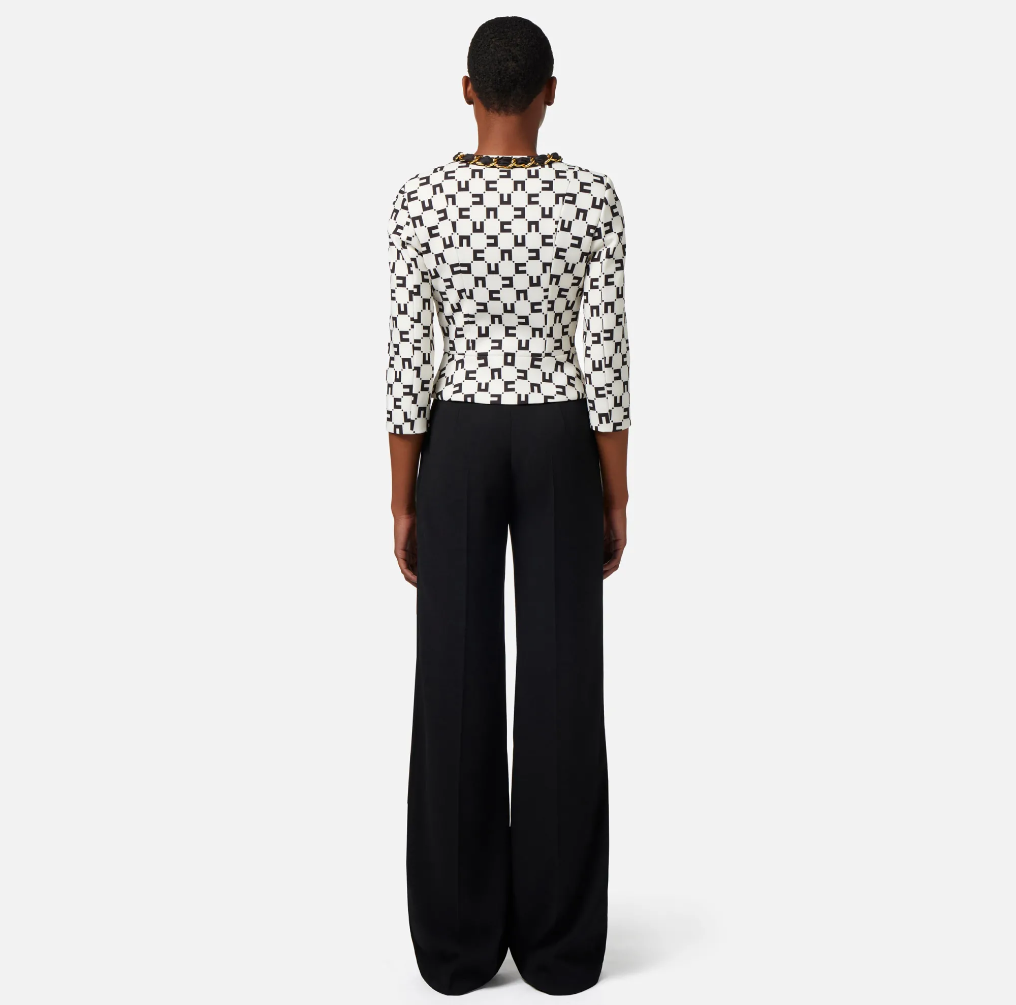 Elisabetta Franchi Pantalone Palazzo In Crepe Fluido Con Cintura^ Pantaloni E Shorts