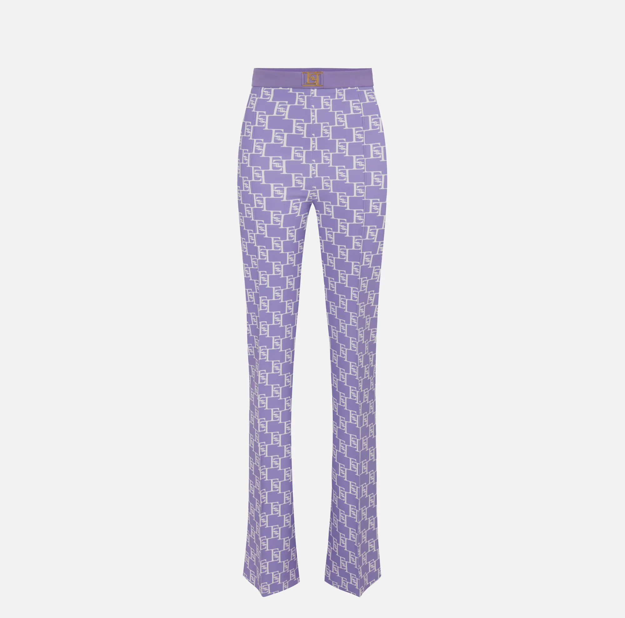 Elisabetta Franchi Pantalone Palazzo In Crepe Stretch Stampa Logo^ Pantaloni E Shorts