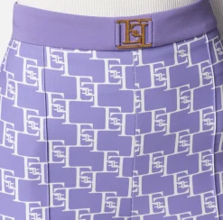 Elisabetta Franchi Pantalone Palazzo In Crepe Stretch Stampa Logo^ Pantaloni E Shorts