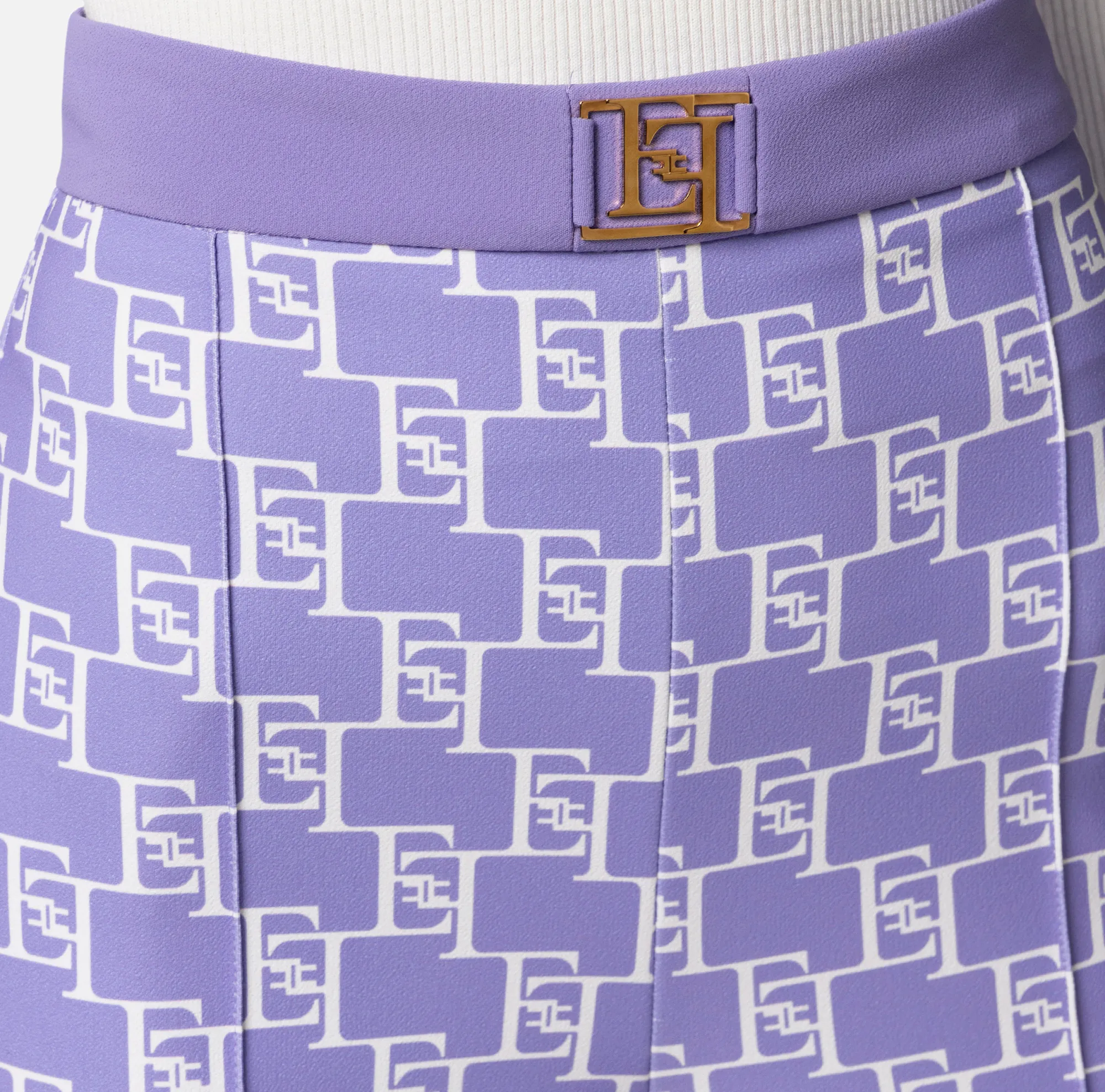 Elisabetta Franchi Pantalone Palazzo In Crepe Stretch Stampa Logo^ Pantaloni E Shorts