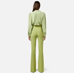 Elisabetta Franchi Pantalone Palazzo In Crepe Stretch Con Placche Logo^ Pantaloni E Shorts