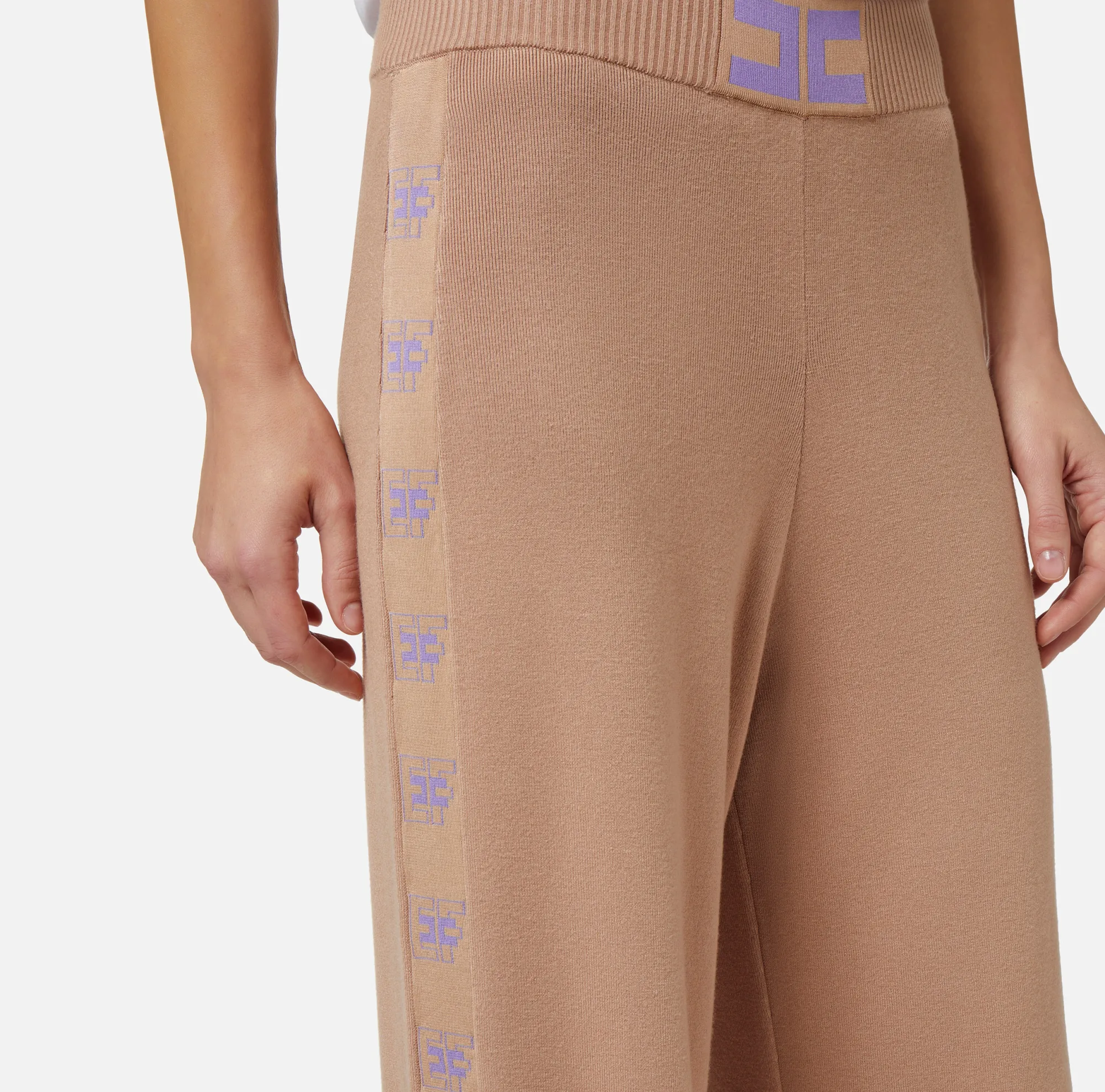 Elisabetta Franchi Pantalone Palazzo In Viscosa Con Bande Logate^ Pantaloni E Shorts