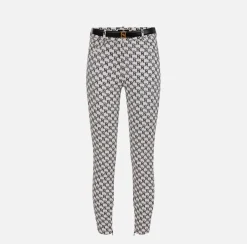 Elisabetta Franchi Pantalone 5 Tasche In Doppio Crepe Stampa Logo^ Pantaloni E Shorts
