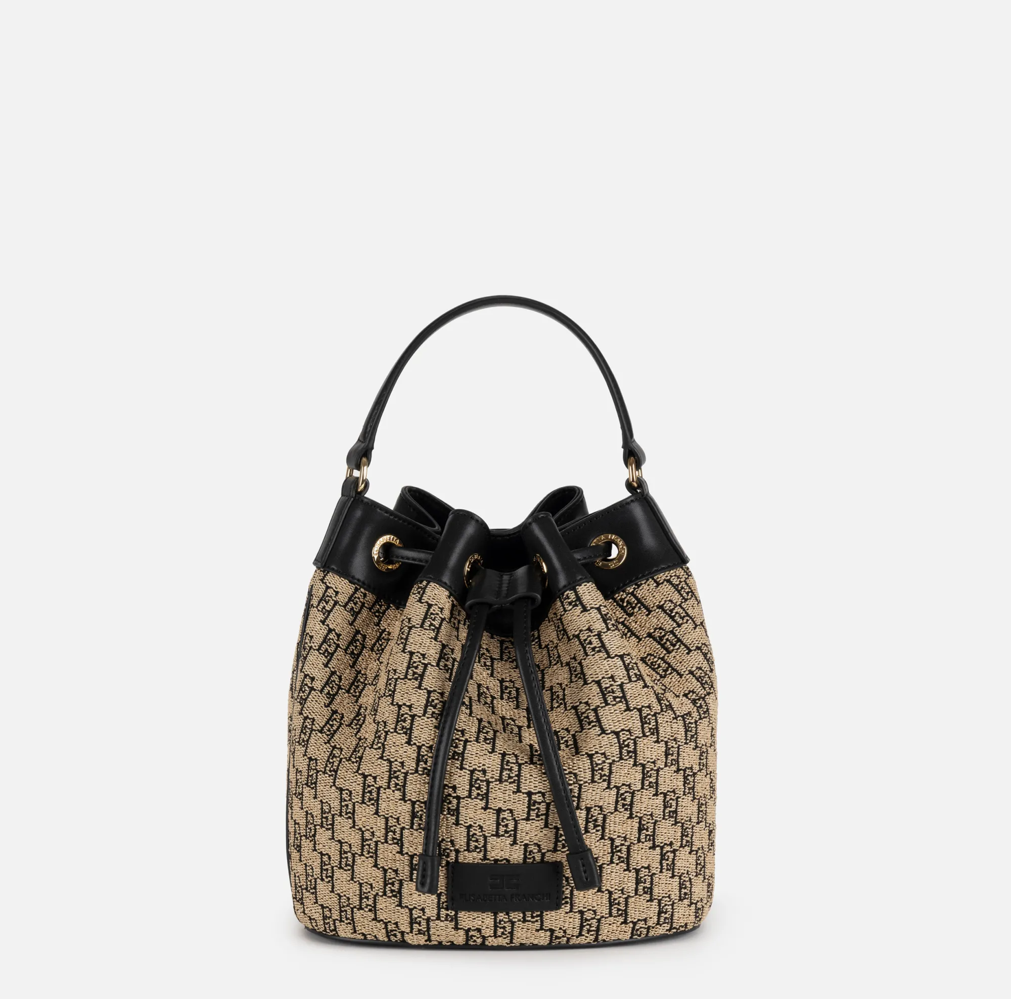 Elisabetta Franchi Secchiello In Rafia Jacquard^ Borse A Tracolla