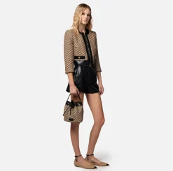Elisabetta Franchi Secchiello In Rafia Jacquard^ Borse A Tracolla