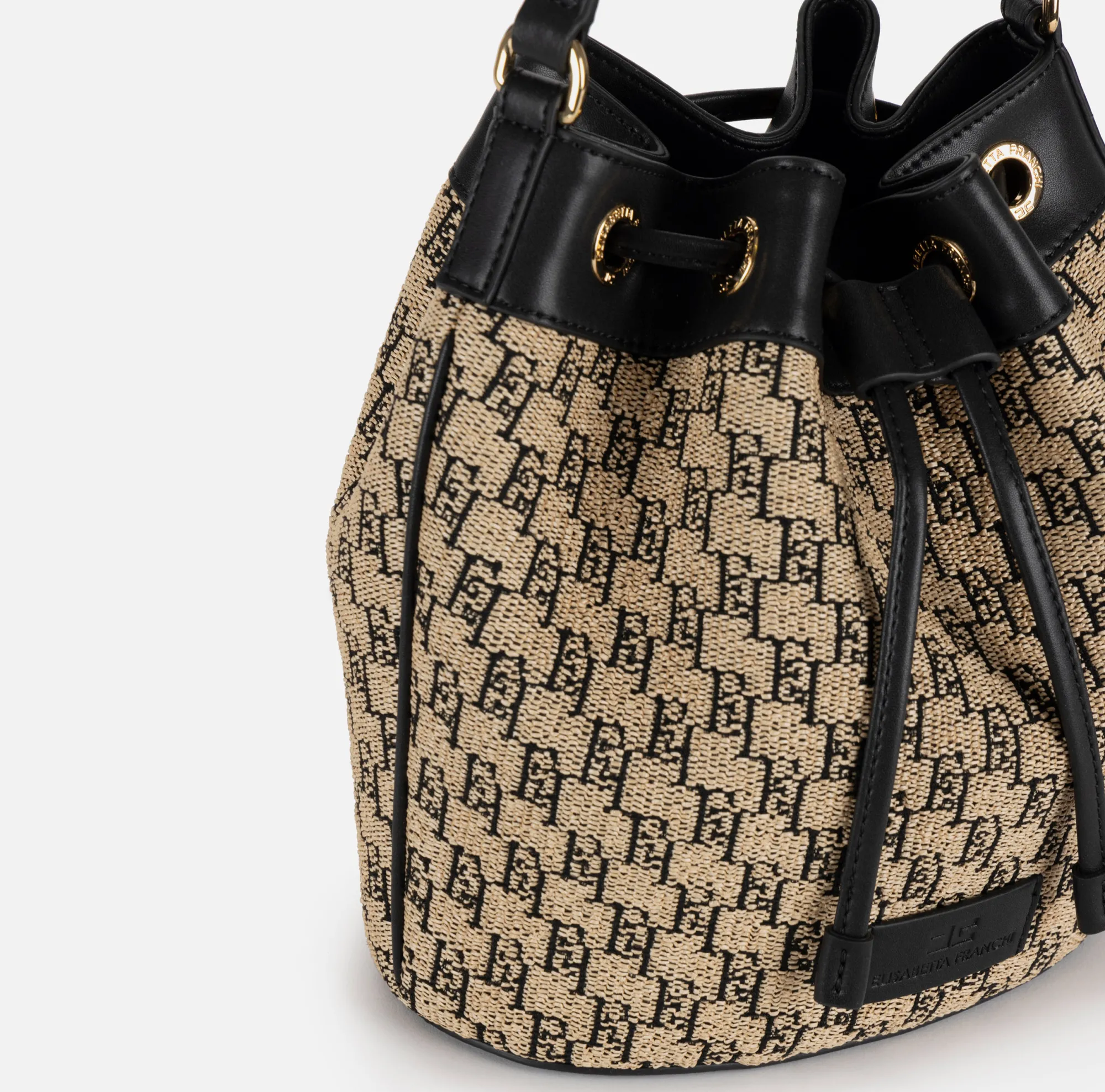 Elisabetta Franchi Secchiello In Rafia Jacquard^ Borse A Tracolla