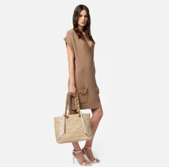 Elisabetta Franchi Shopper Grande Con Catena Foulard^ Borse A Spalla