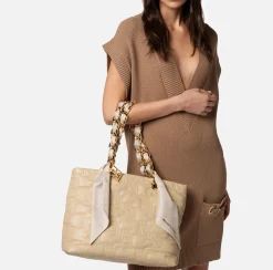 Elisabetta Franchi Shopper Grande Con Catena Foulard^ Borse A Spalla