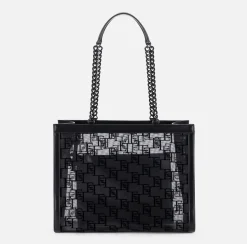 Elisabetta Franchi Shopper Grande In Rete Flock^ Borse A Spalla