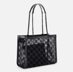 Elisabetta Franchi Shopper Grande In Rete Flock^ Borse A Spalla