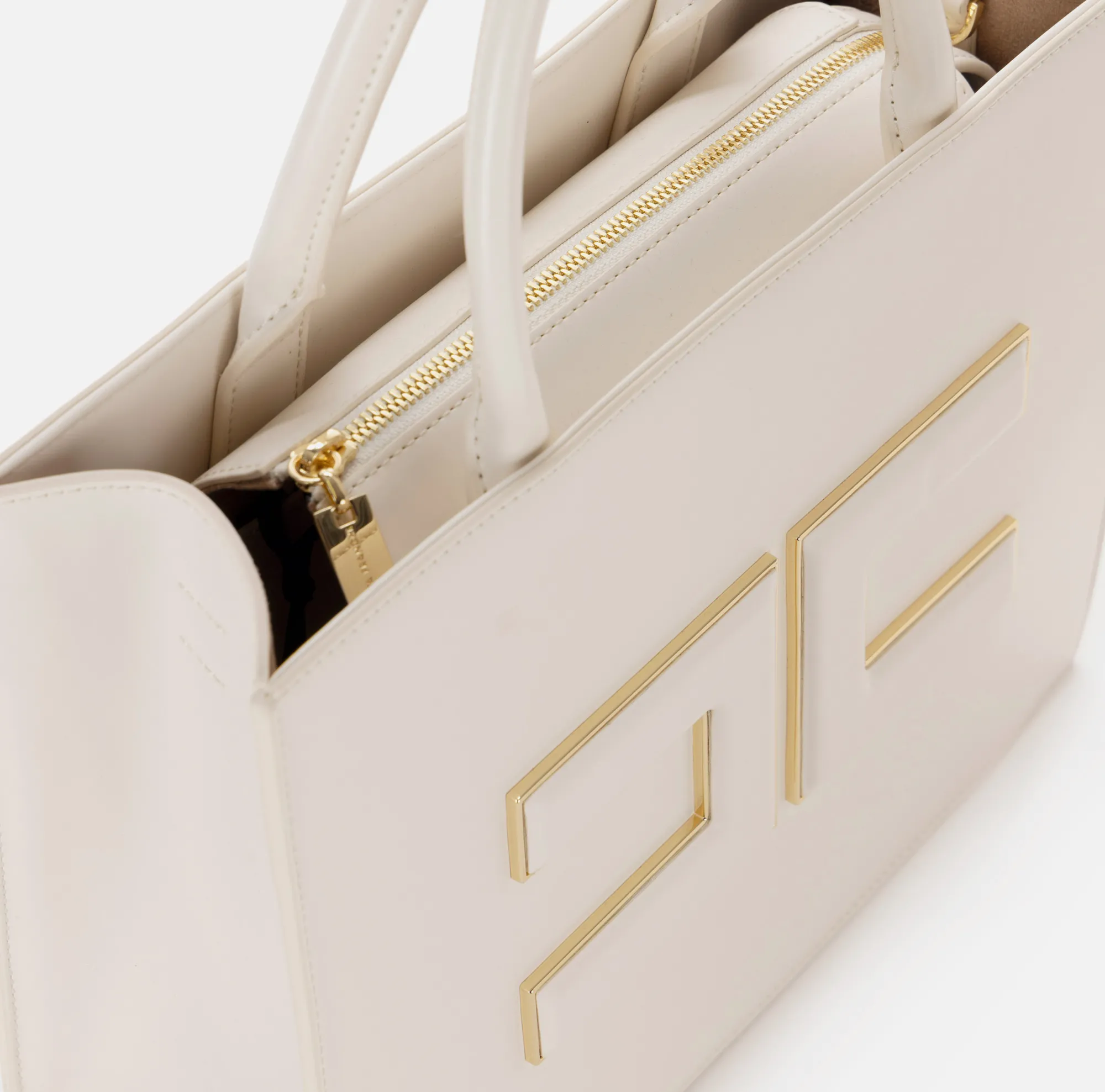 Elisabetta Franchi Shopper Media Con Placca Logo^ Borse A Mano