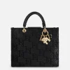 Elisabetta Franchi Shopper Media In Rafia Jacquard Con Charms^ Borse A Mano