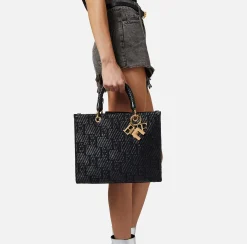 Elisabetta Franchi Shopper Media In Rafia Jacquard Con Charms^ Borse A Mano