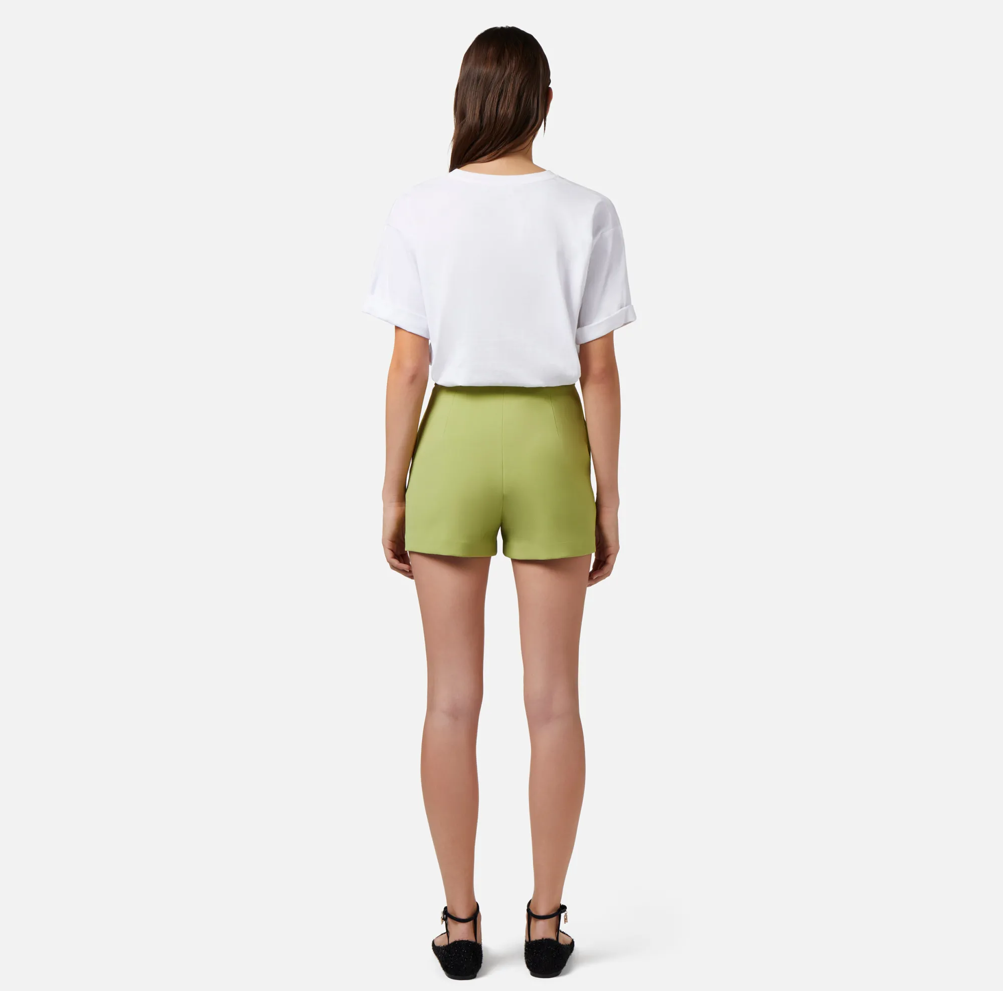 Elisabetta Franchi Short In Crepe Con Placca Logo^ Pantaloni E Shorts