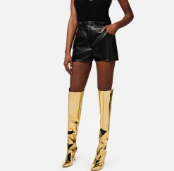 Elisabetta Franchi Short In Materiale Sintetico Con Cintura^ Pantaloni E Shorts
