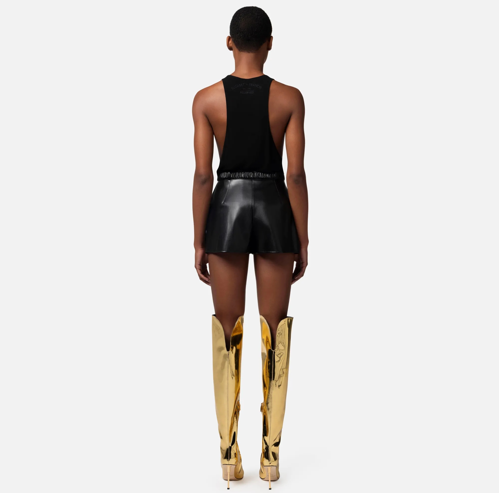Elisabetta Franchi Short In Materiale Sintetico Con Cintura^ Pantaloni E Shorts