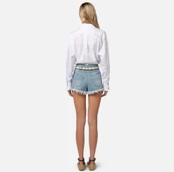 Elisabetta Franchi Shorts In Denim Con Cintura Foulard^ Pantaloni E Shorts