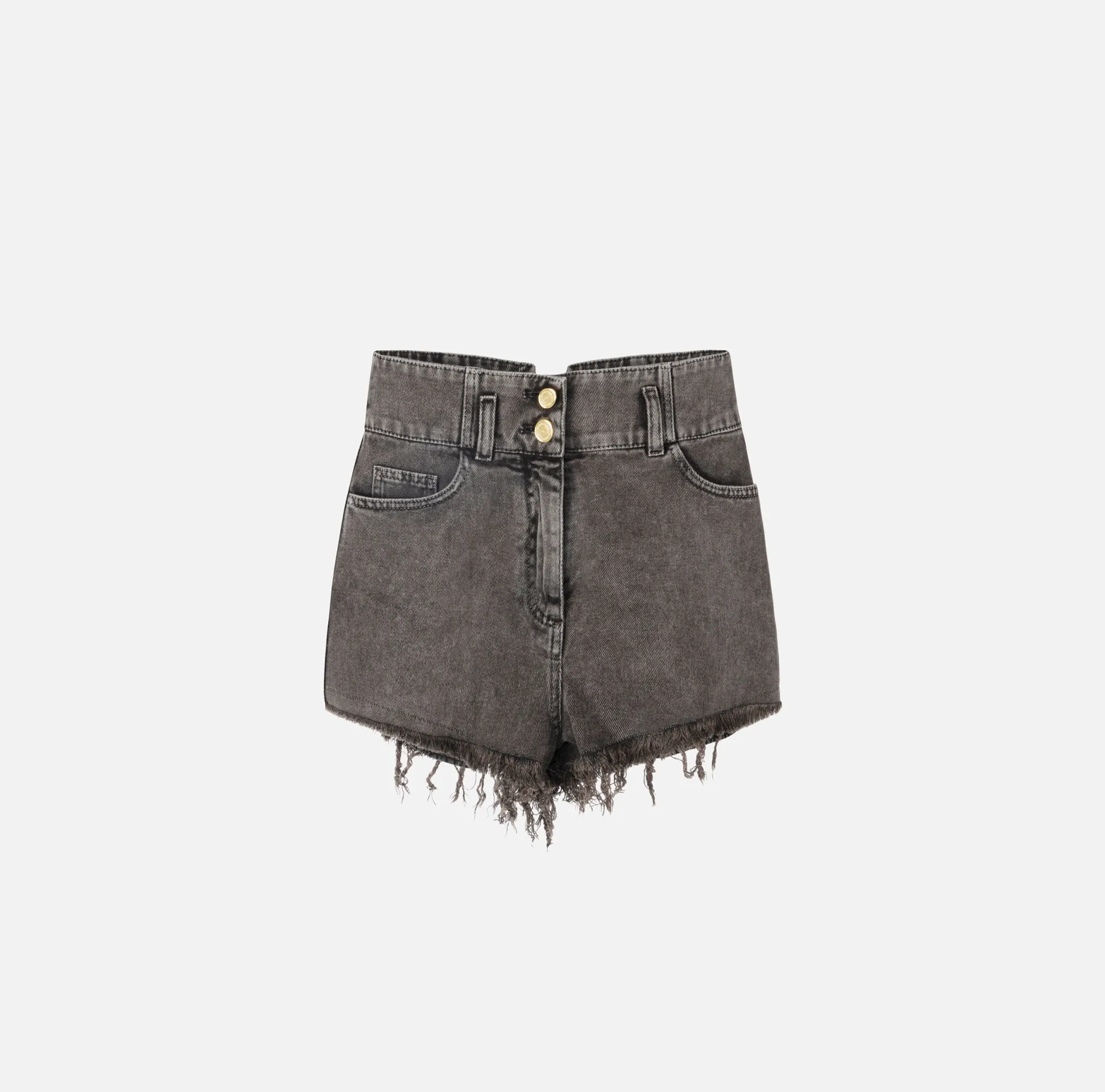 Elisabetta Franchi Shorts In Denim Sfrangiato^ Pantaloni E Shorts