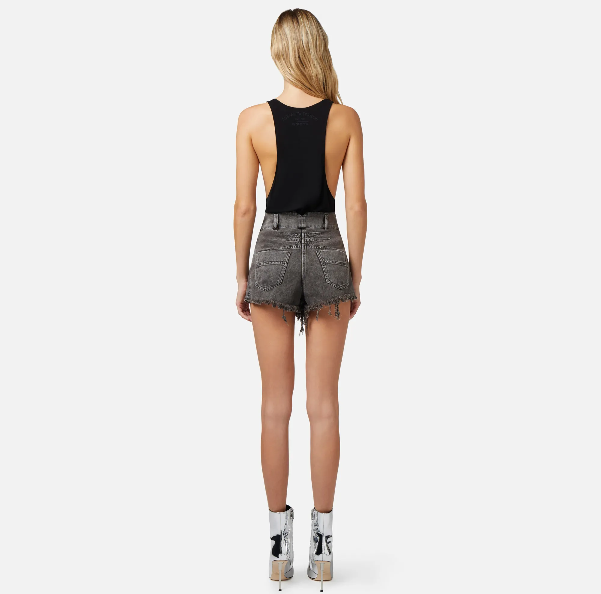 Elisabetta Franchi Shorts In Denim Sfrangiato^ Pantaloni E Shorts