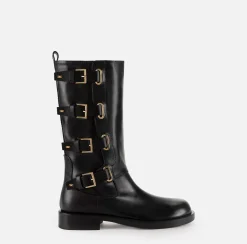 Elisabetta Franchi Stivale Biker In Pelle Con Fibbie^ Stivali