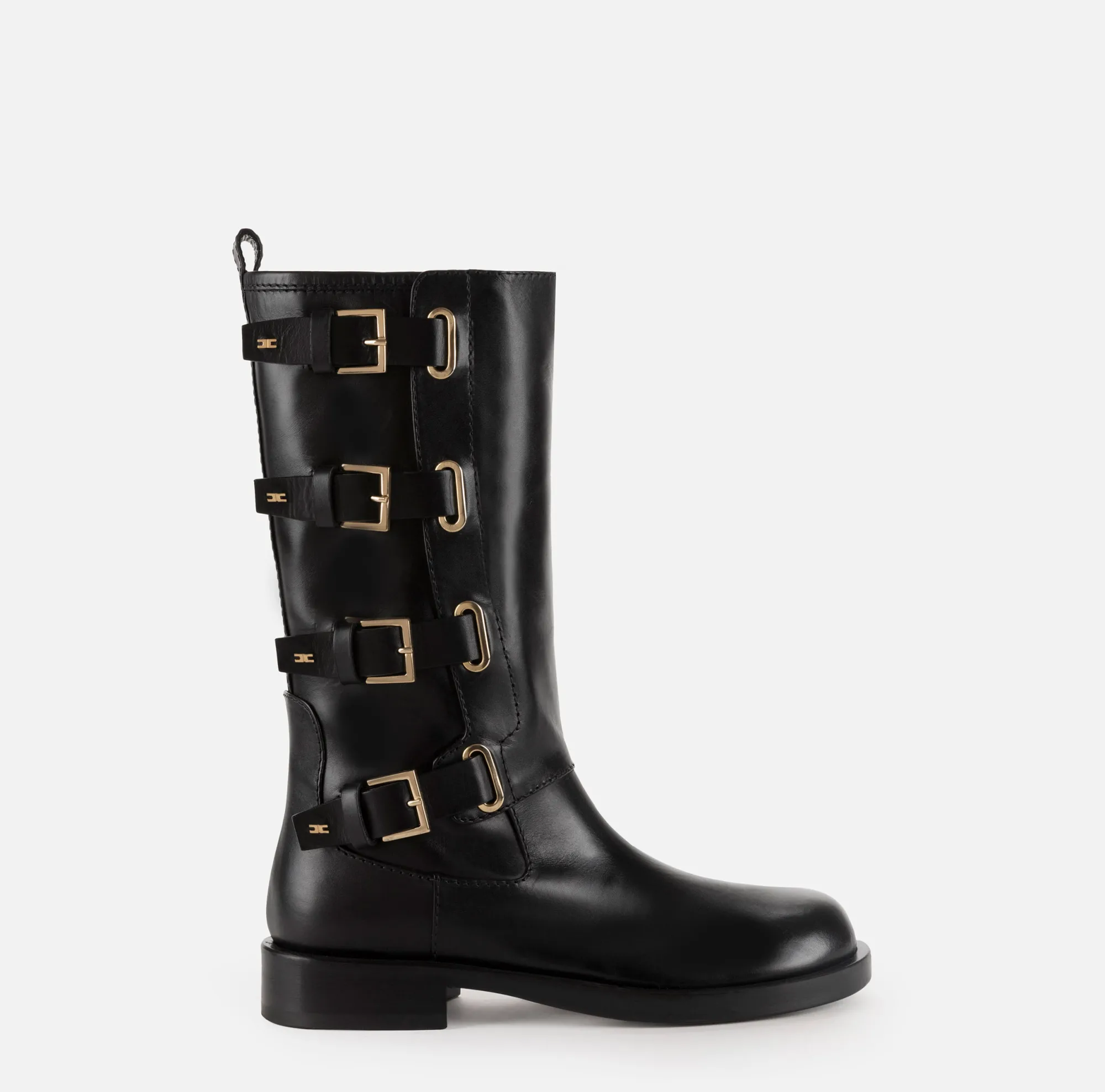 Elisabetta Franchi Stivale Biker In Pelle Con Fibbie^ Stivali