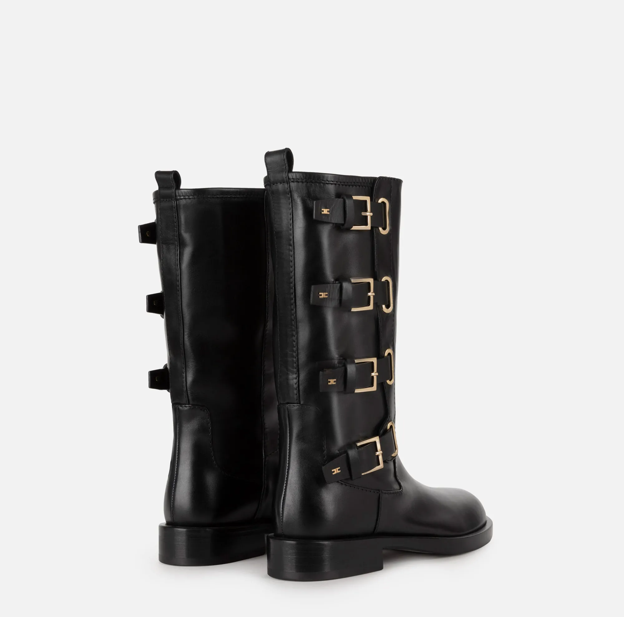 Elisabetta Franchi Stivale Biker In Pelle Con Fibbie^ Stivali