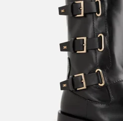 Elisabetta Franchi Stivale Biker In Pelle Con Fibbie^ Stivali