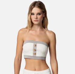 Elisabetta Franchi Top A Fascia In Viscosa Embossed^ Top, T-Shirt & Body