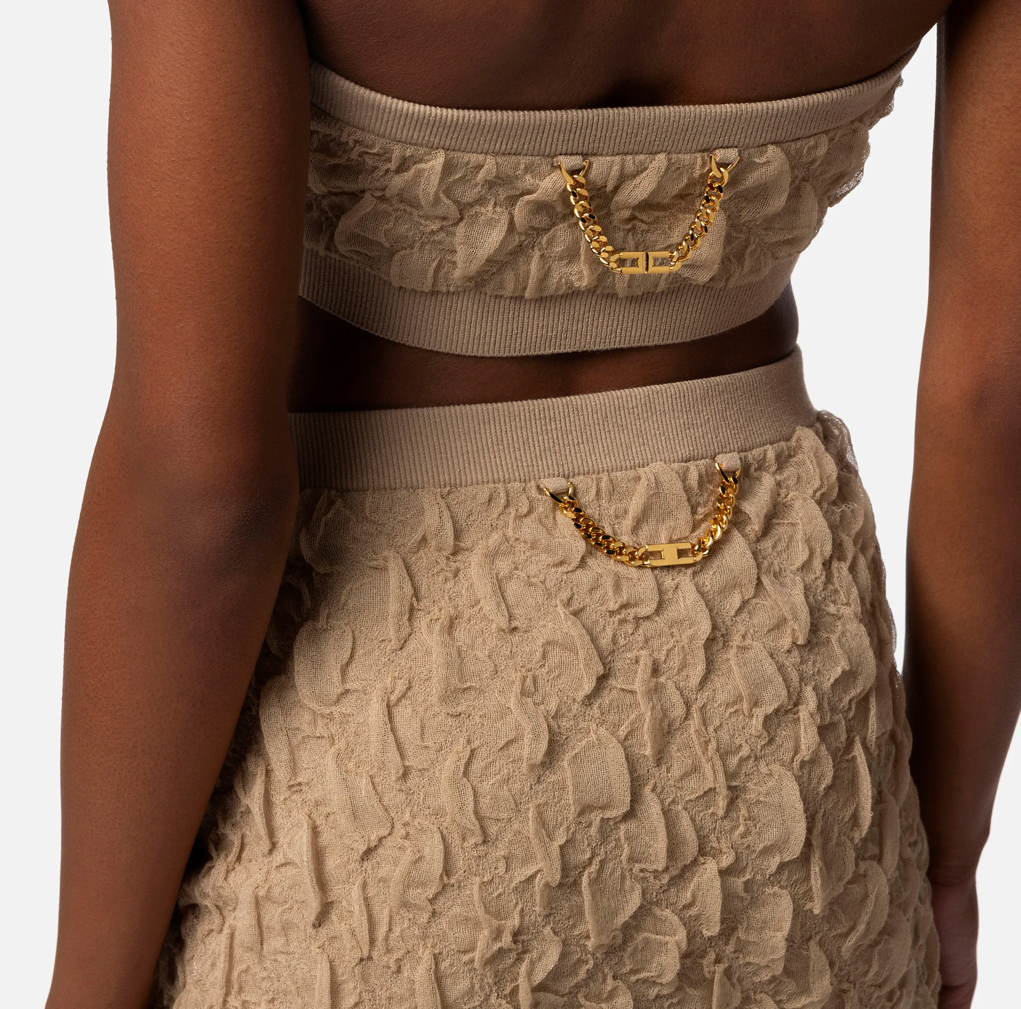 Elisabetta Franchi Top A Fascia In Viscosa Goffrato^ Top, T-Shirt & Body