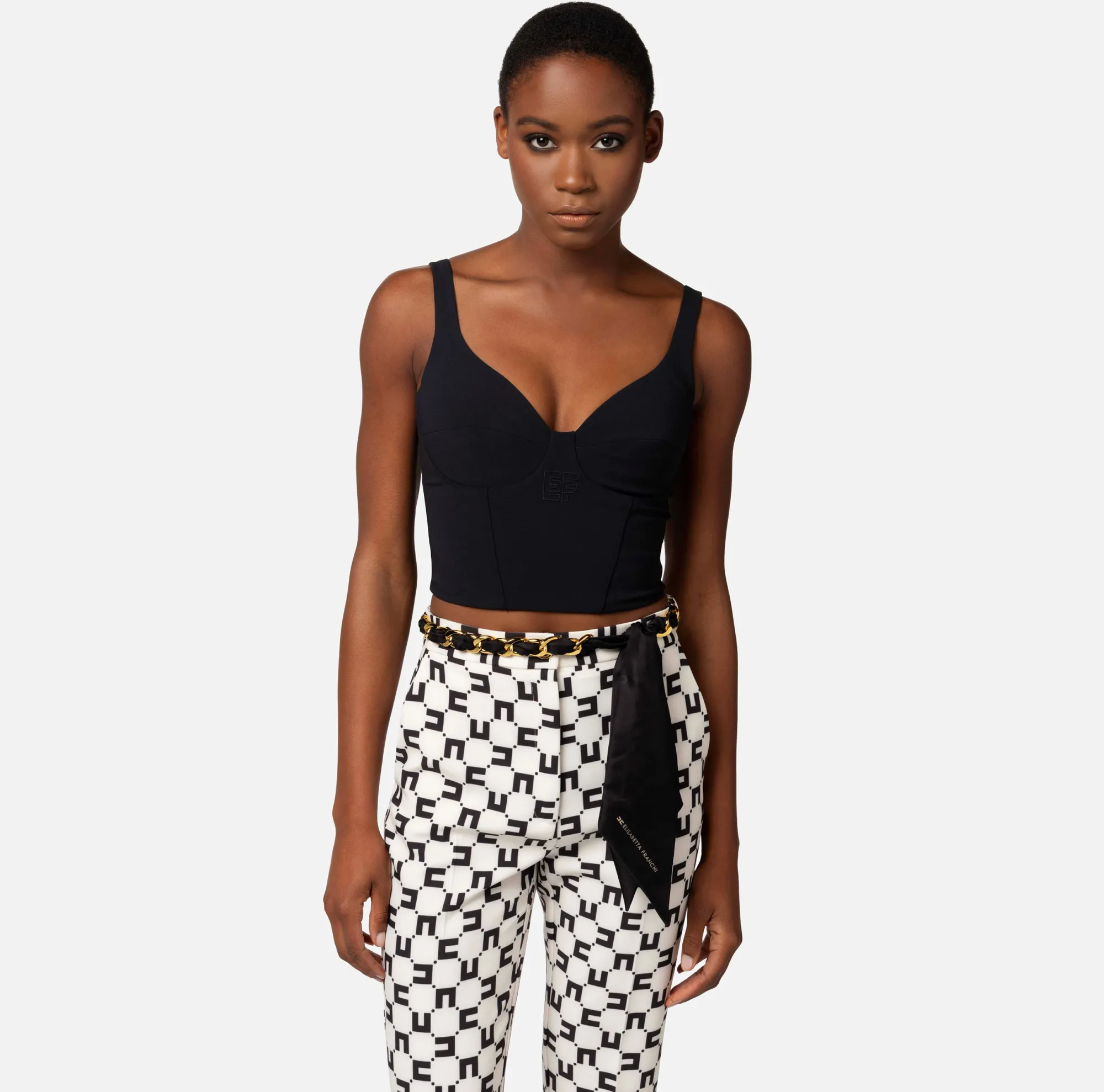 Elisabetta Franchi Top Bustier In Crepe Stretch Con Ricamo^ Top, T-Shirt & Body