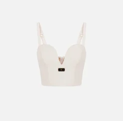 Elisabetta Franchi Top Bustier In Crepe Stretch Con Placca Logo Smaltata^ Top, T-Shirt & Body