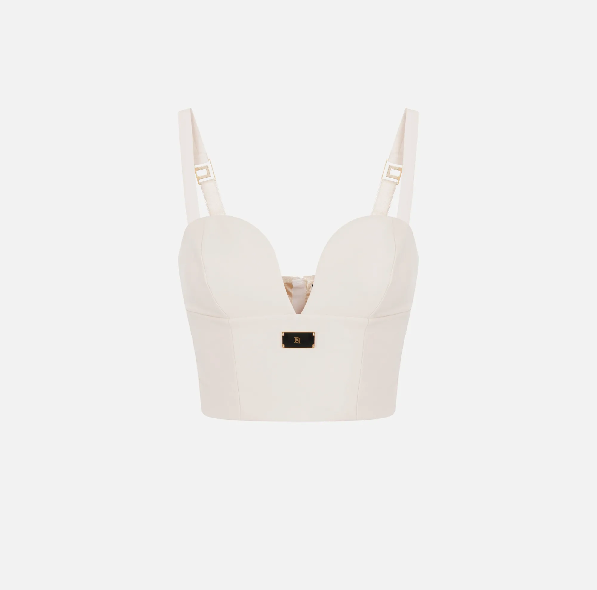 Elisabetta Franchi Top Bustier In Crepe Stretch Con Placca Logo Smaltata^ Top, T-Shirt & Body