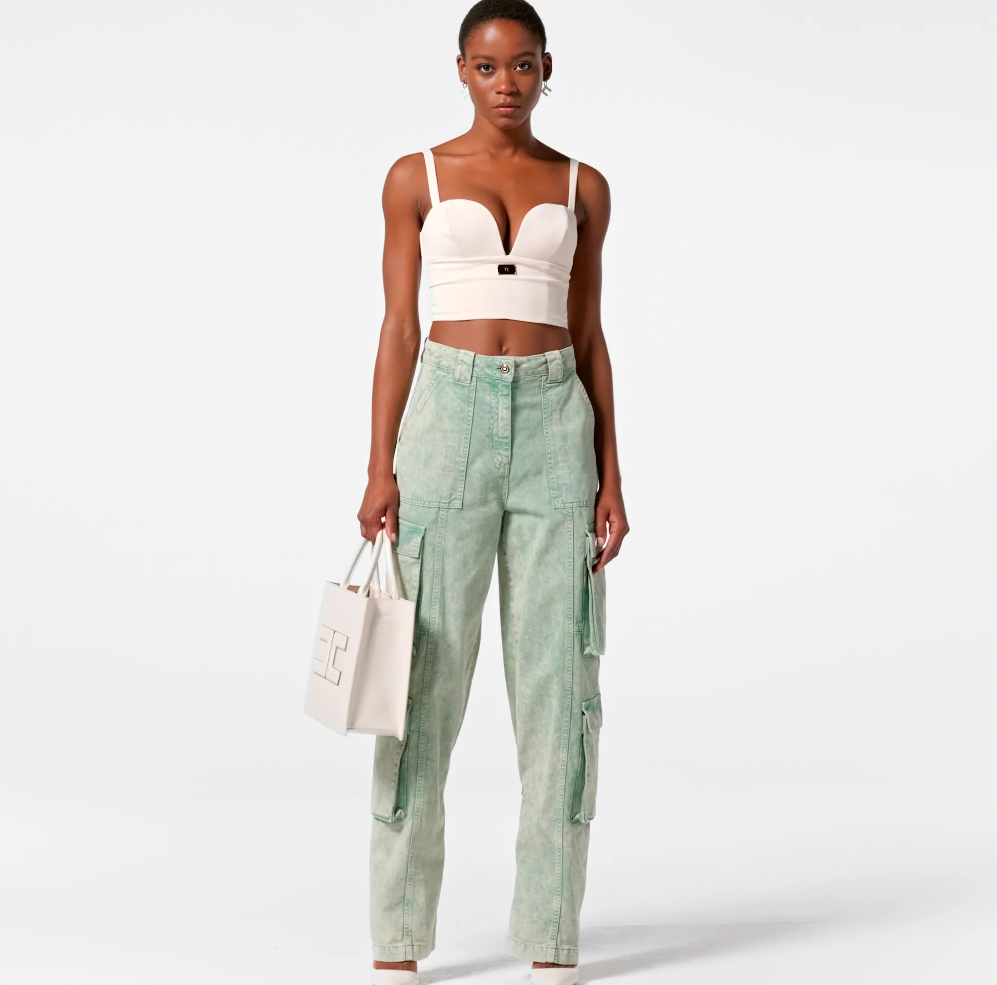Elisabetta Franchi Top Bustier In Crepe Stretch Con Placca Logo Smaltata^ Top, T-Shirt & Body