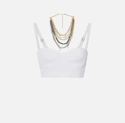 Elisabetta Franchi Top Bustier In Doppio Crepe Stretch Con Collana^ Top, T-Shirt & Body