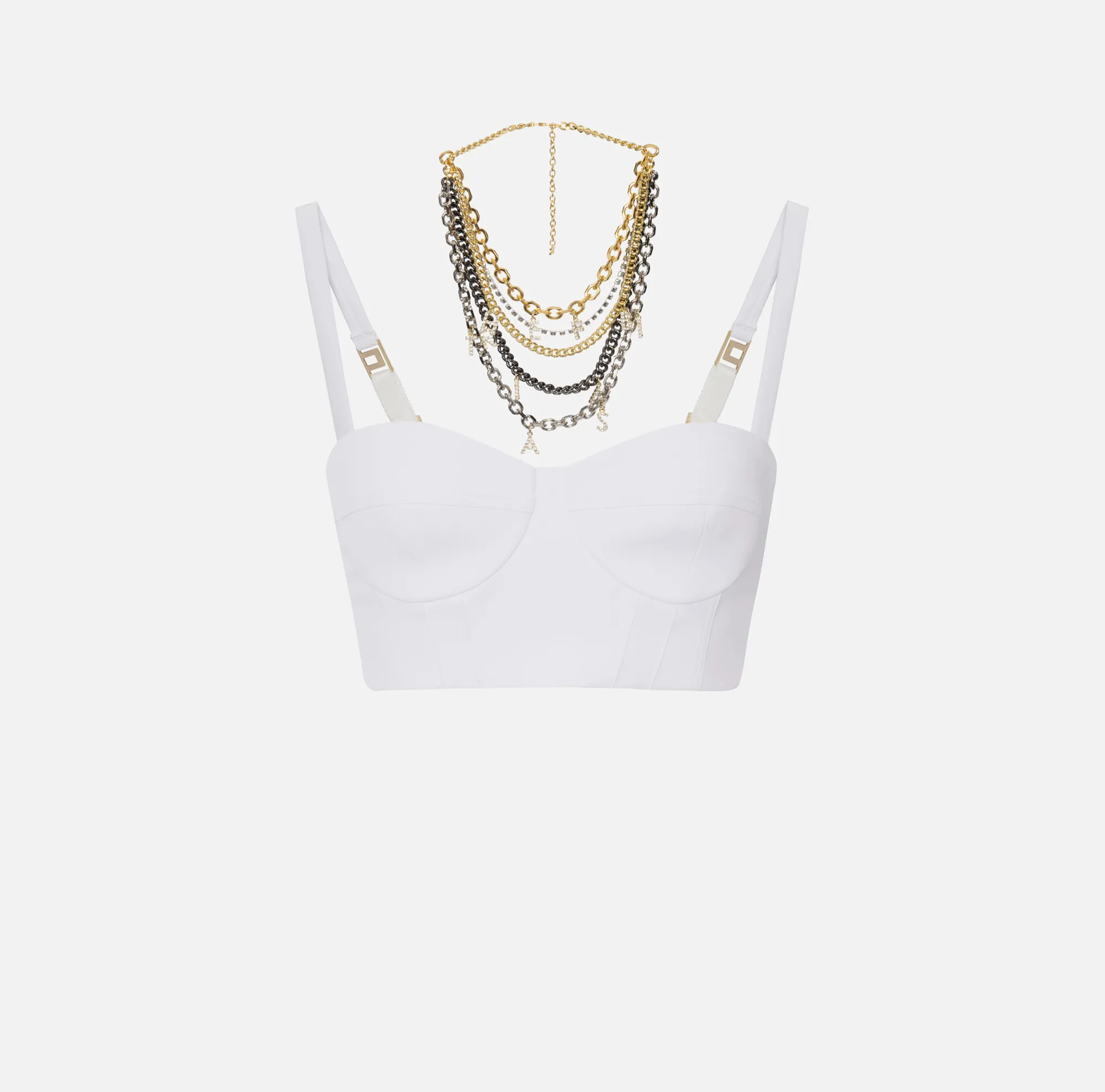 Elisabetta Franchi Top Bustier In Doppio Crepe Stretch Con Collana^ Top, T-Shirt & Body