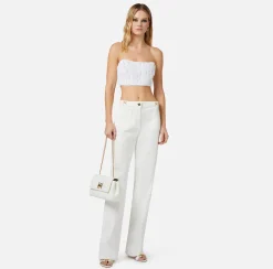 Elisabetta Franchi Top Cropped In Organza Sfrangiata^ Top, T-Shirt & Body