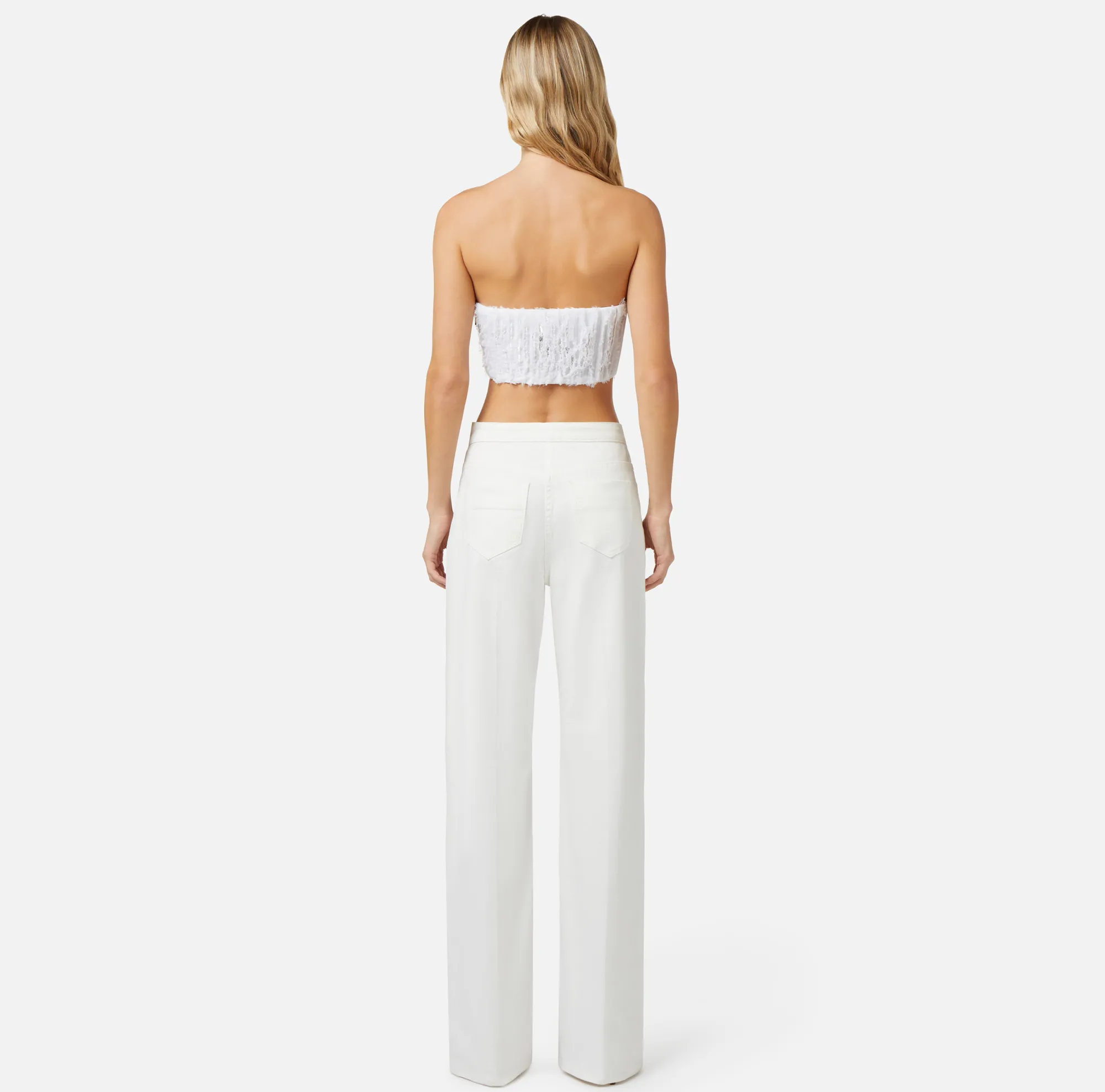 Elisabetta Franchi Top Cropped In Organza Sfrangiata^ Top, T-Shirt & Body