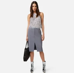 Elisabetta Franchi Top Cropped In Tulle Con Frange Di Perline E Paillettes^ Top, T-Shirt & Body