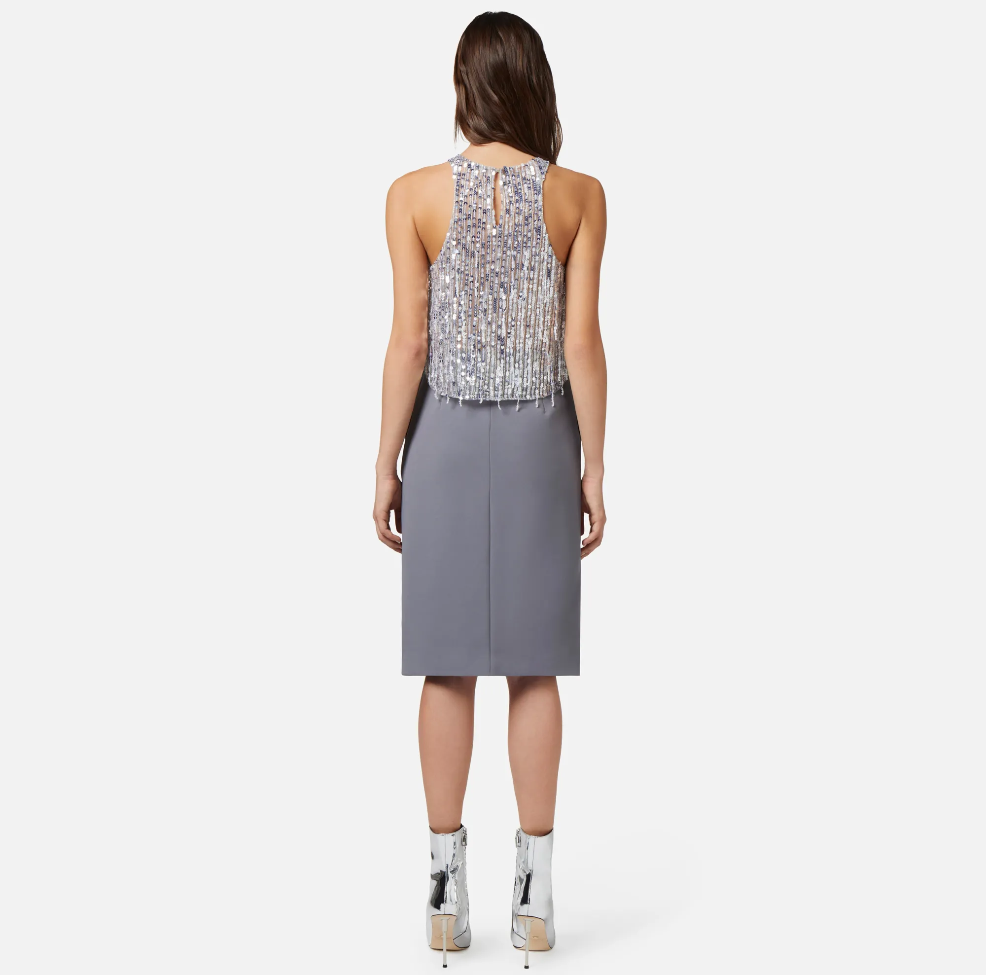 Elisabetta Franchi Top Cropped In Tulle Con Frange Di Perline E Paillettes^ Top, T-Shirt & Body