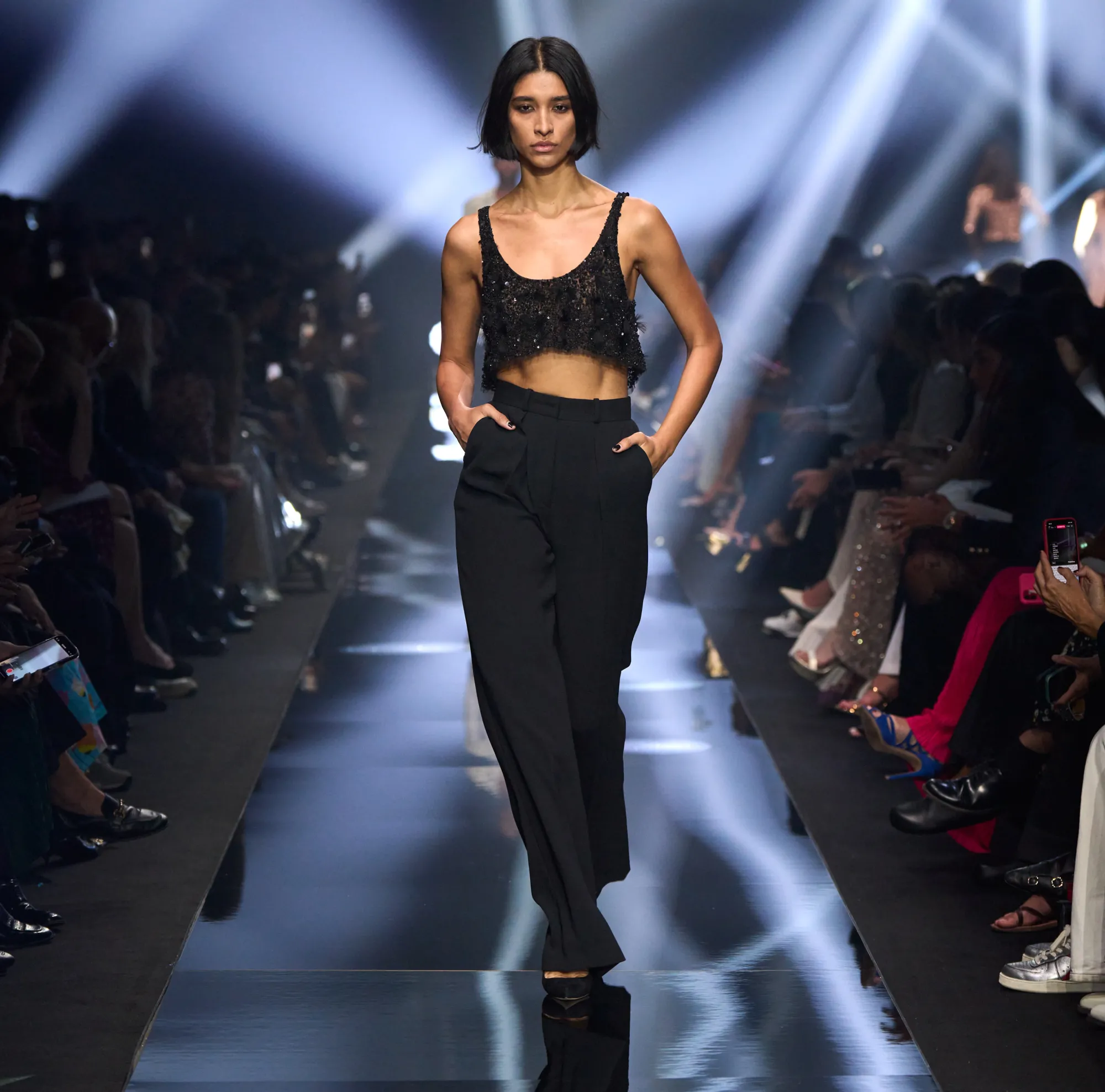 Elisabetta Franchi Top Cropped In Tulle Ricamato^ Top, T-Shirt & Body