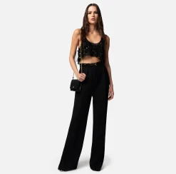 Elisabetta Franchi Top Cropped In Tulle Ricamato^ Top, T-Shirt & Body