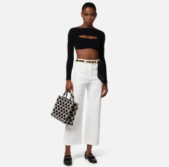 Elisabetta Franchi Top Cropped In Viscosa Con Cut Out^ Top, T-Shirt & Body
