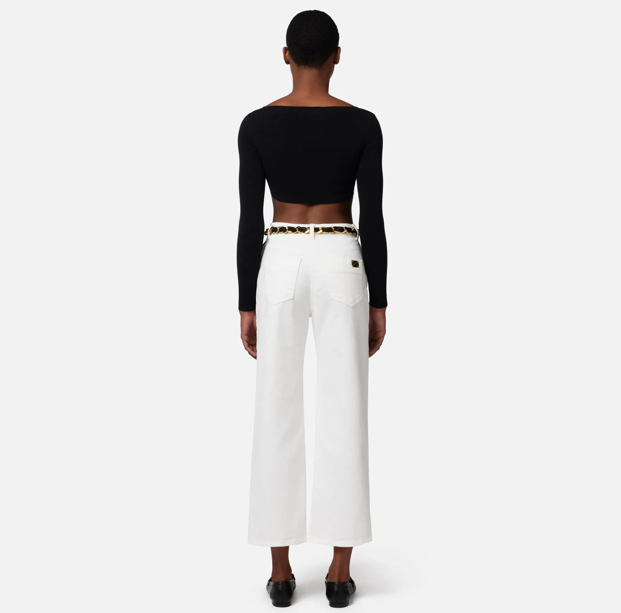 Elisabetta Franchi Top Cropped In Viscosa Con Cut Out^ Top, T-Shirt & Body