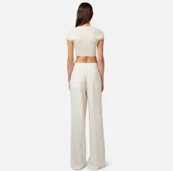 Elisabetta Franchi Top Cropped In Viscosa Con Lettering In Strass^ Top, T-Shirt & Body