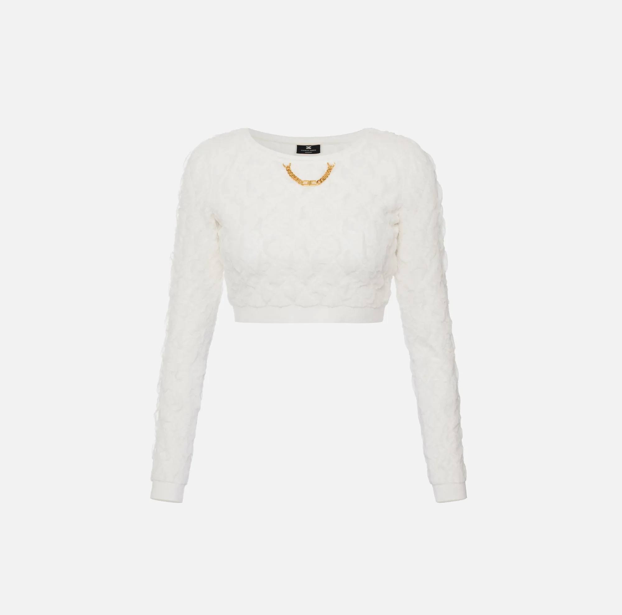 Elisabetta Franchi Top Cropped In Viscosa Goffrata^ Top, T-Shirt & Body