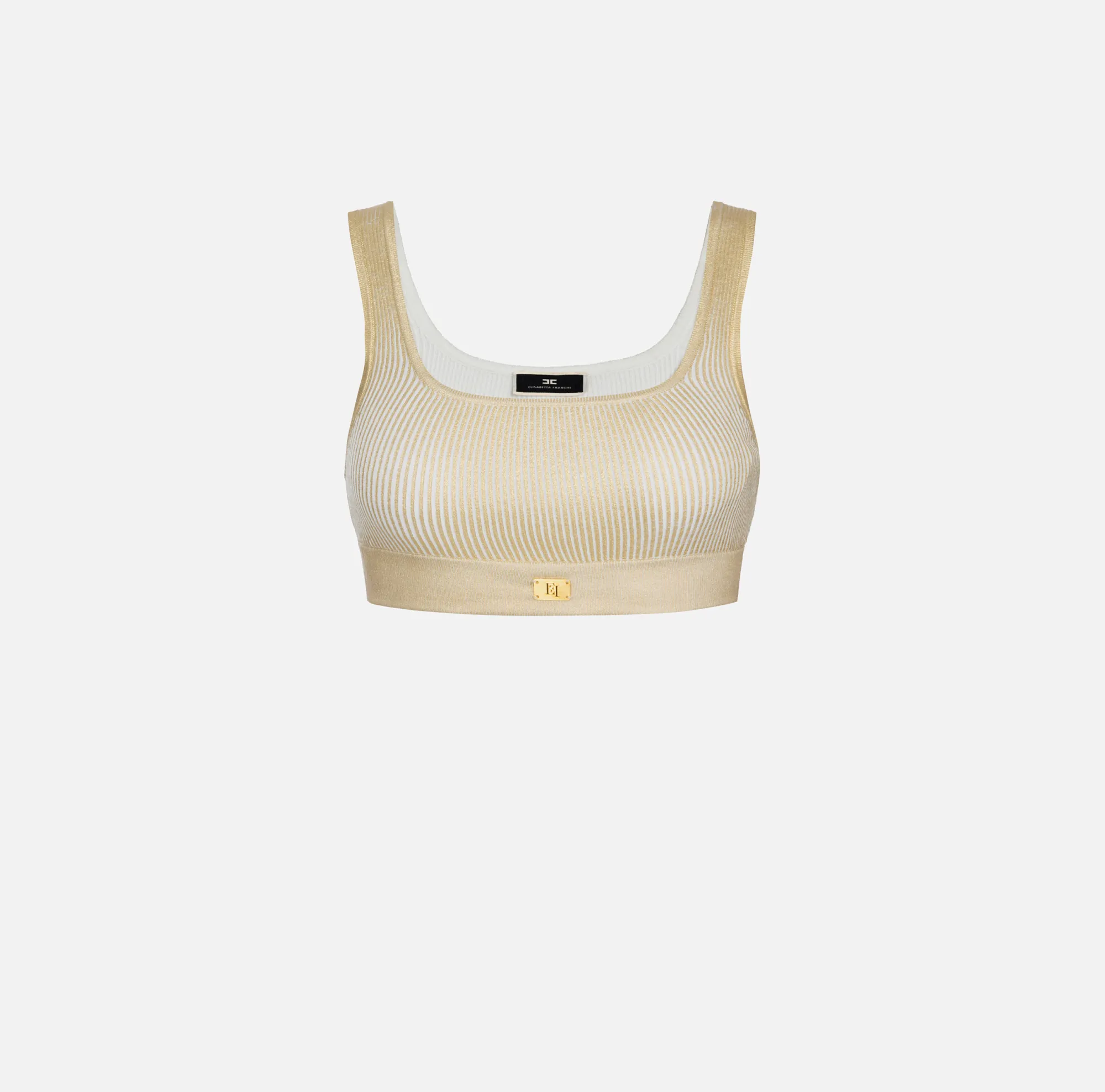 Elisabetta Franchi Top Cropped In Viscosa Laminata^ Top, T-Shirt & Body